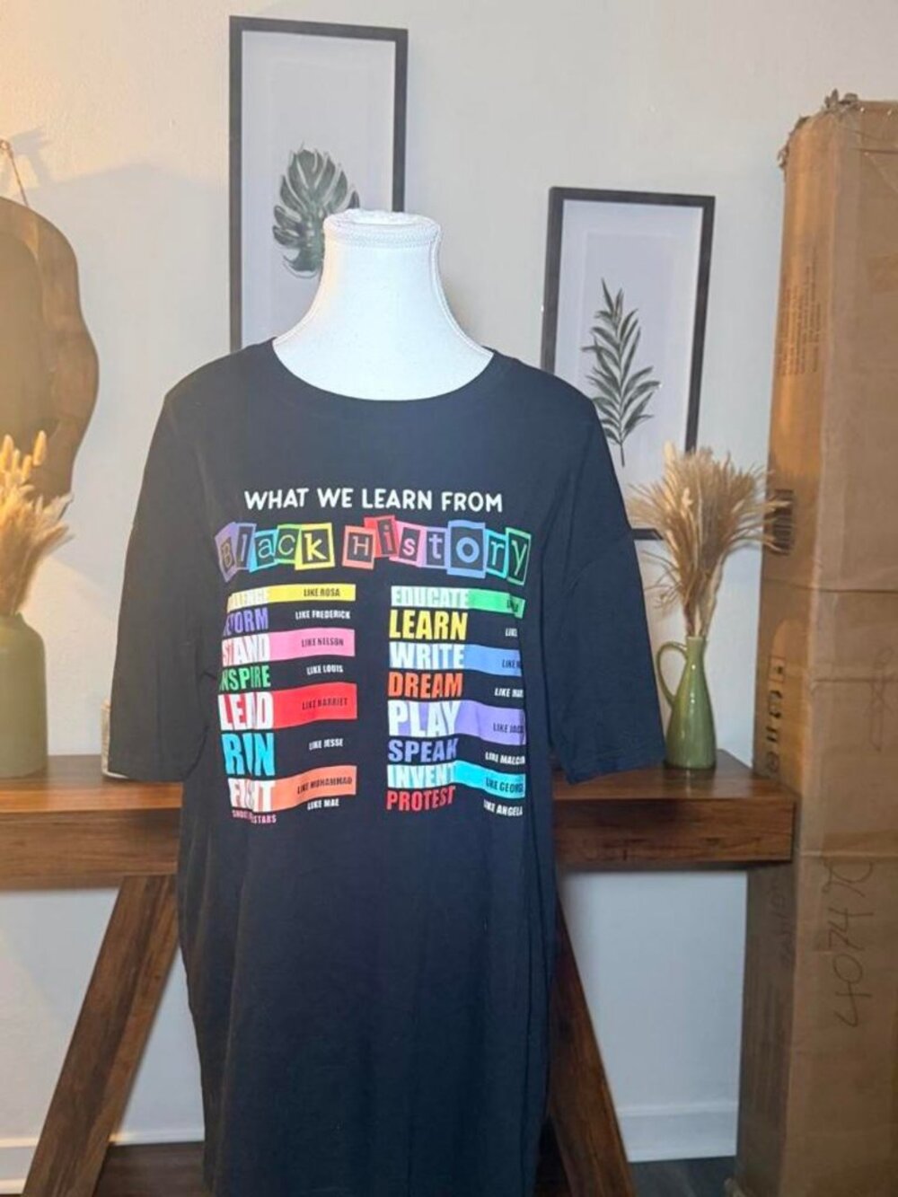 Black History Graphic Tee Oversized Quote Shirt Black Size M Unisex